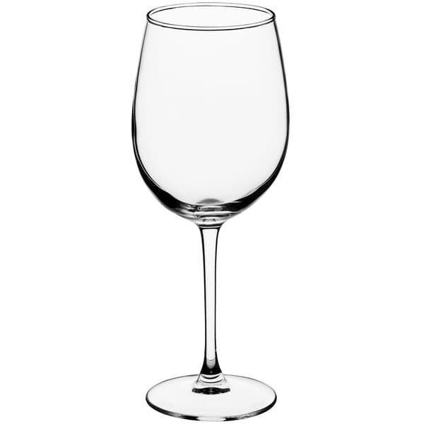 An Acopa Select wine glass with a stem on a white background.