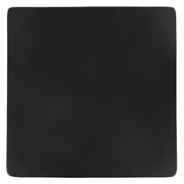 A black square Acopa stoneware plate.