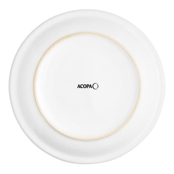 An Acopa bright white stoneware plate with a narrow rim.