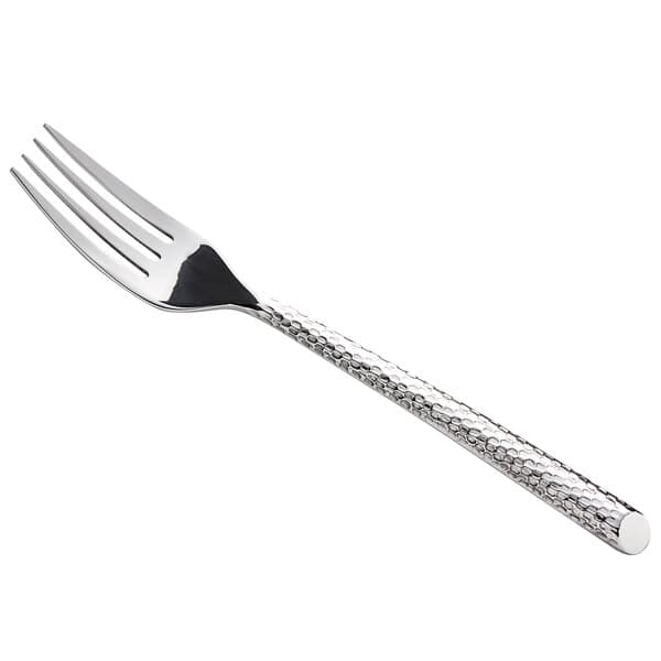 An Acopa Iris stainless steel dinner fork with a textured handle.