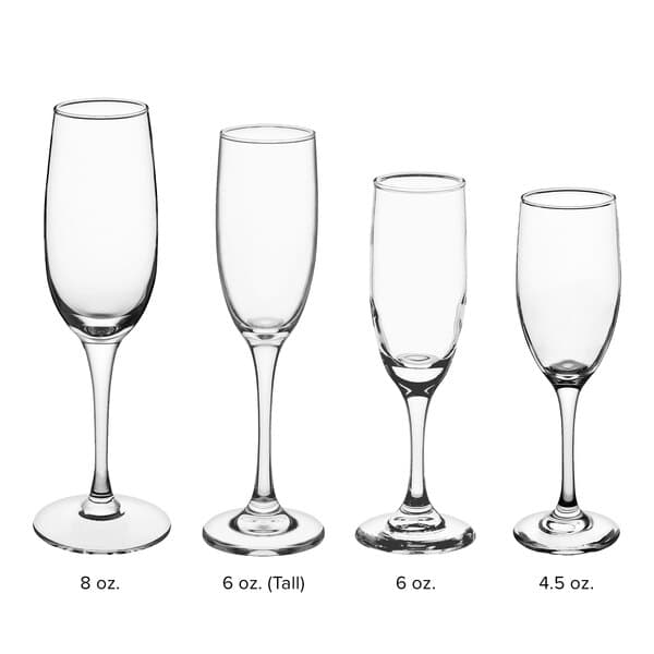 An Acopa tall flute wine glass with a stem.