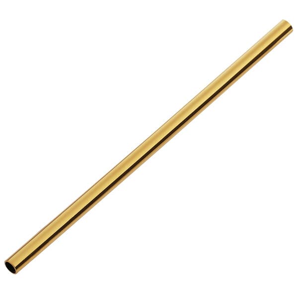 An Acopa gold stainless steel reusable straight straw.