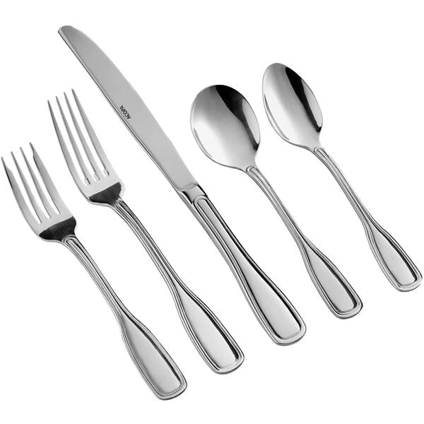 An Acopa Scottdale stainless steel flatware set with a fork, spoon, and knife.