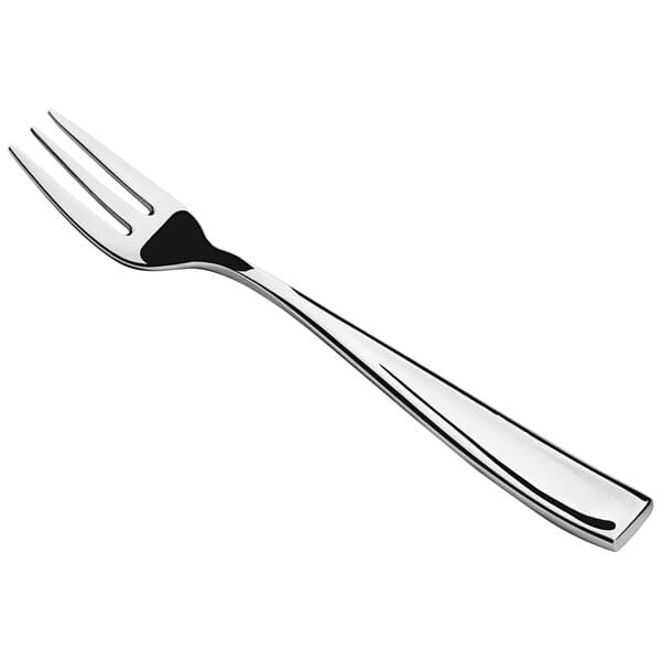 An Acopa Monte Bianco stainless steel oyster fork with a silver handle on a white background.