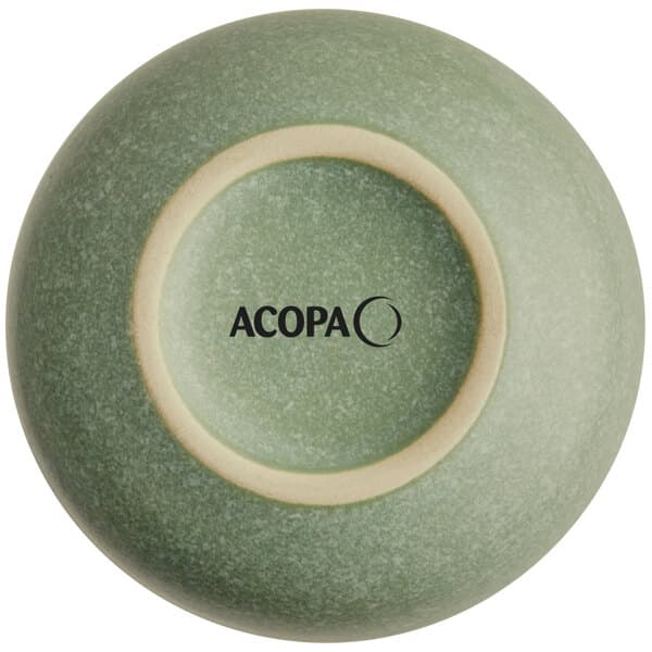 A sage green Acopa porcelain ramekin with a white rim.